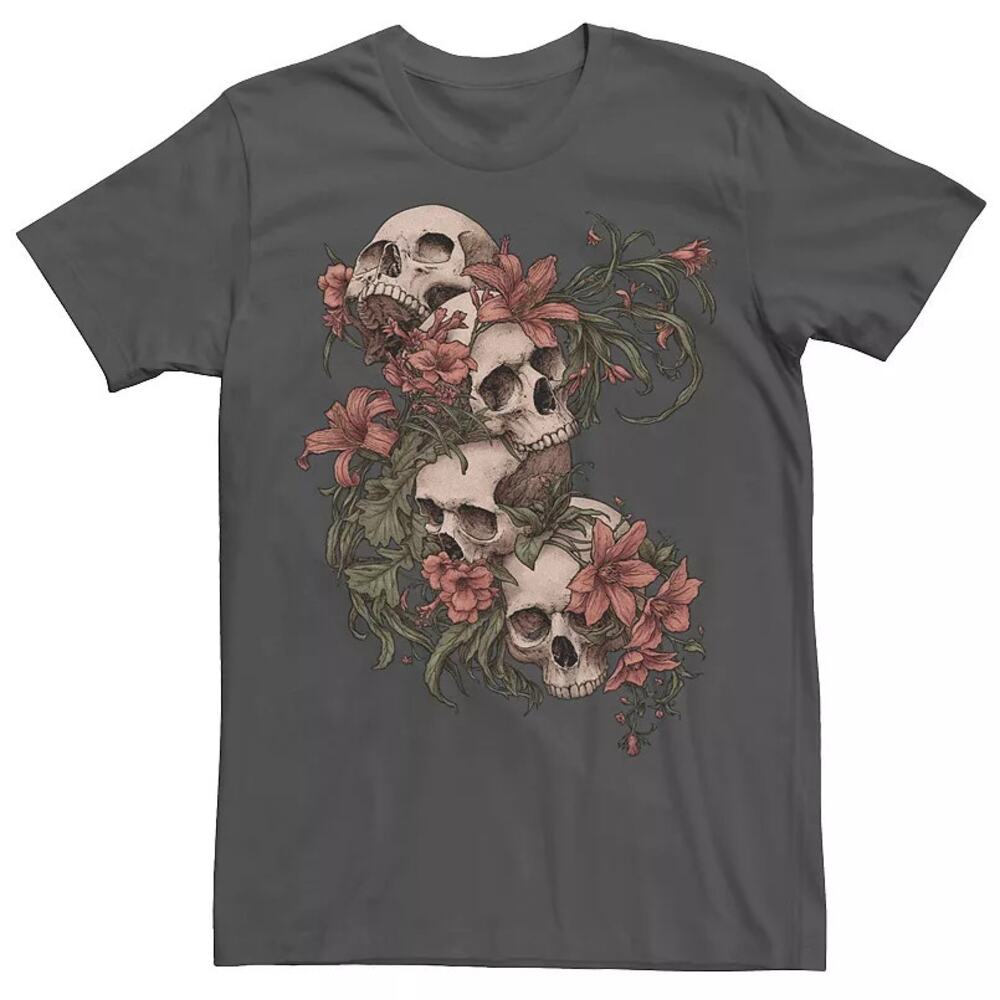 New Design by Humans Charcoal Garden of Skulls Tee Men's Size LARGE